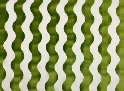 SCHUMACHER THE WAVE VELVET LETTUCE GREEN MULTIUSE HIGH END FABRIC BY YARD 52''W