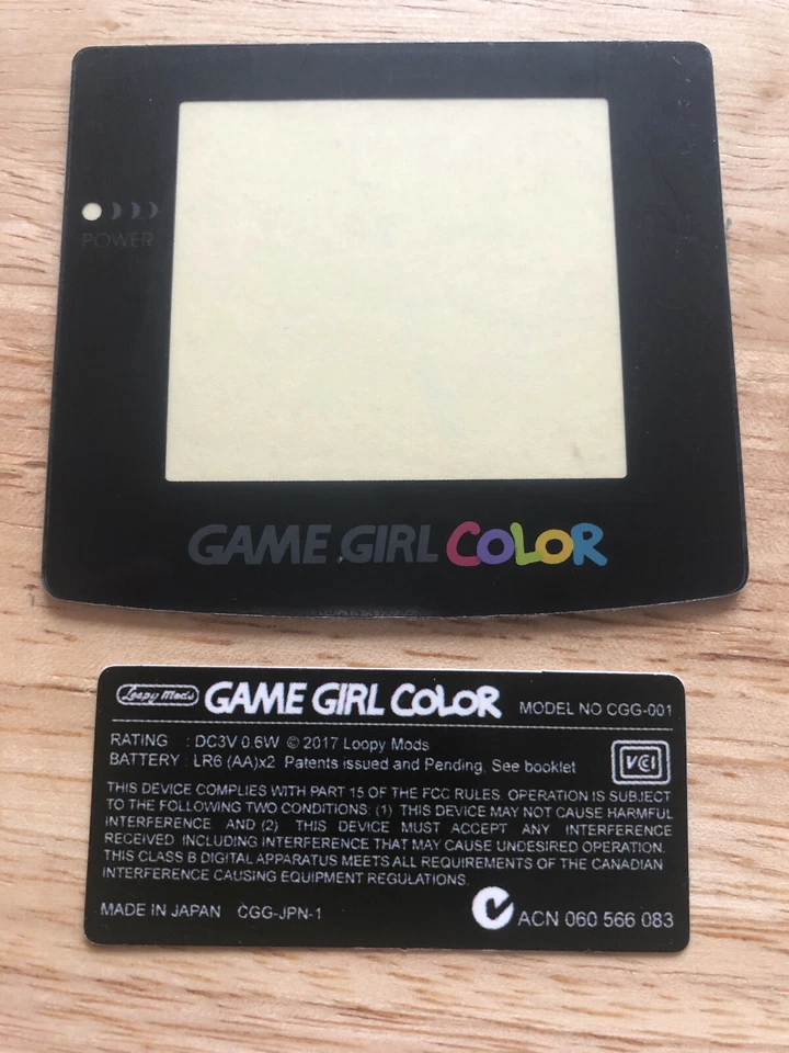 Nintendo Game Boy Color Black Game Girl Screen Lens & Rear Shell Sticker Label