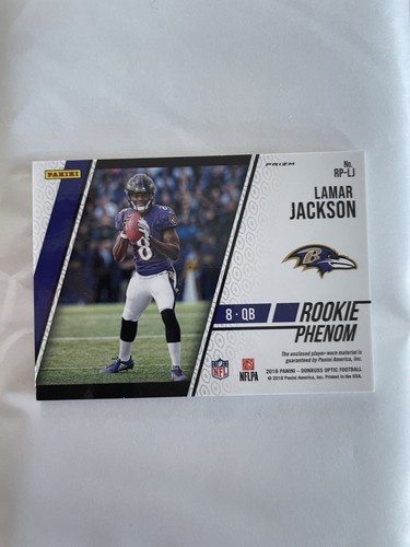 Lamar Jackson 2018 Panini Donruss Optic Rookie Phenom Red Yellow Jersey Relic - Picture 3 of 3