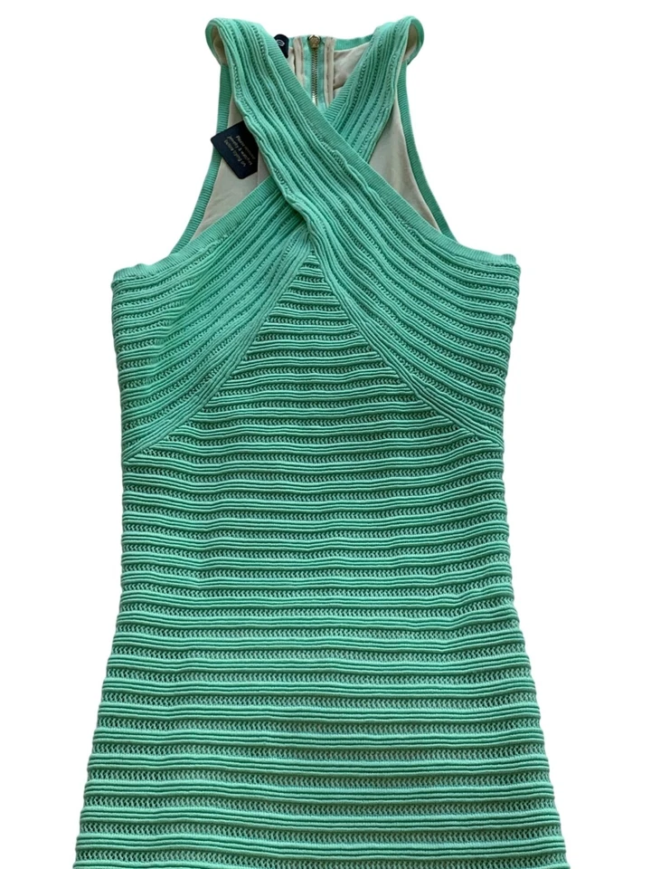 Raro Vestido Bebe Halter Vendaje Encaje Midi Verde Elástico Forrado S Nuevo con Etiquetas RJ10194 Foto 2 de 4