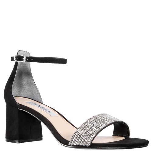 Nina Volanda Evening Dress Sandals Heel Ankle Strap Silver Crystal Size  5.5M NIB