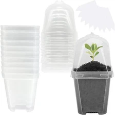 10PCS Clear Plant Nursery Pots with Humidity Dome - 3" Plastic Gardening Pot wit