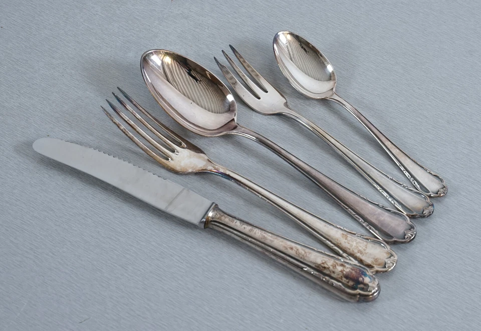 BSF Platura Besteck Tafelbesteck 42 Teile versilbert 90er Auflage Art Deko RAR - Bild 4 von 4