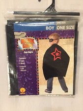 New Open Package Boys Rubie  s Black Star Superhero Cape  Mask Costume One Size