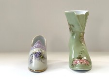 Beautiful, Victorian-style, Hand painted PORCELAIN shoe- Flowers, Inc. Balloons