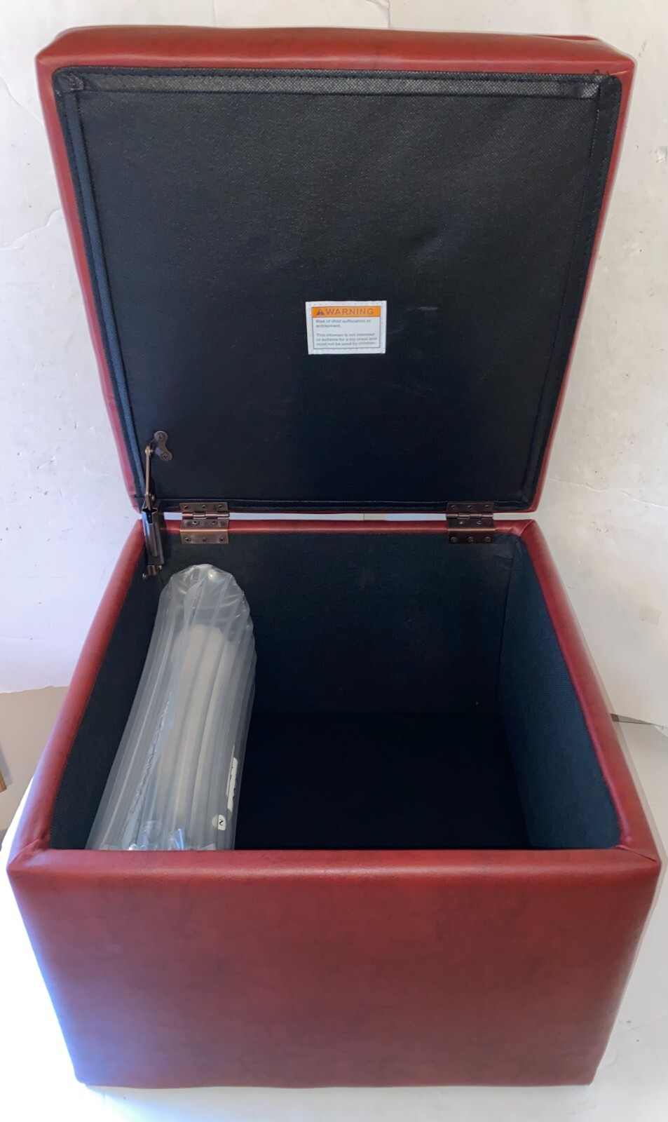 HomePop Square Tufted Storage Ottoman, Red