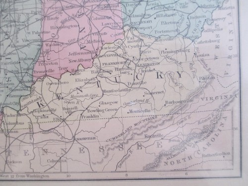 Antique 1800s Hand Colored Map of the Nine Central States Cowperthwait 12.75 x10 - Picture 7 of 9