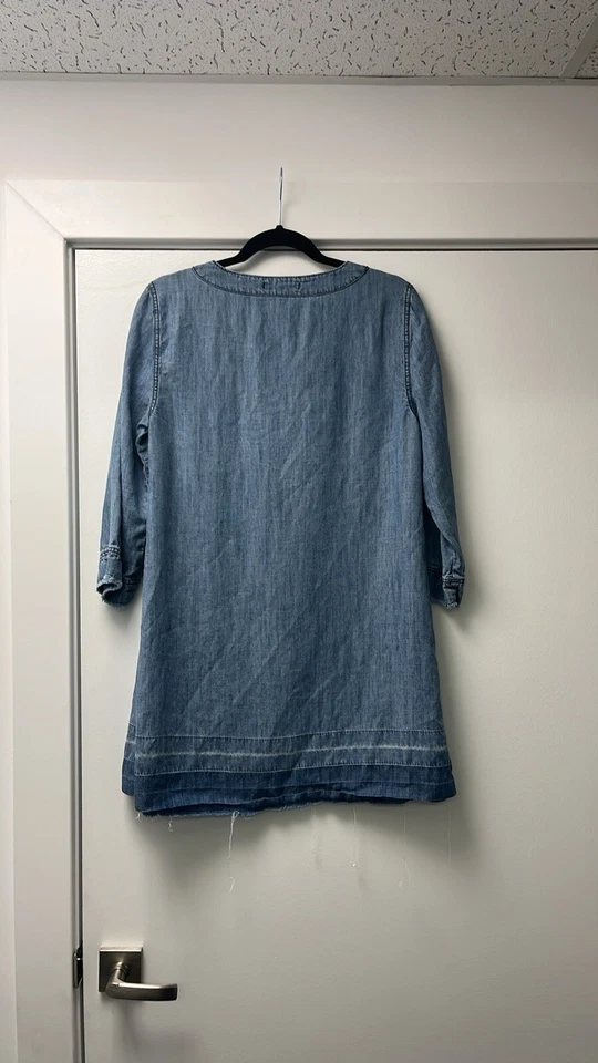 Michael Stars Women’s chambray tencel lace up shift dress size large - Image 3 of 4
