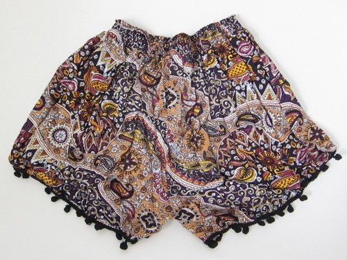 High waist Stretchy/Elasticated Ladies shorts UK size 8,10,12,14 pom tassels - Picture 24 of 33