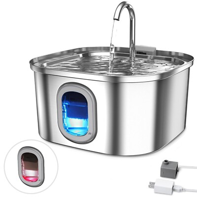 Stainless Steel Cat Water Fountain 3.2L Pet Drinking Fountain Dispenser for Cats