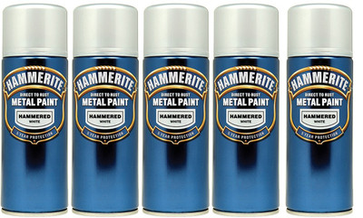 Hammerite Hammered Silver Spray Paint – 5 X 400ml Aerosol Tins – Rust & Weather Resistant