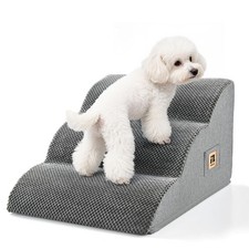 Dog Stairs 3 Step Foam Pet Ramp Non Slip Small Dogs Cats Grey Indoor