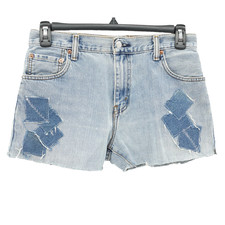 VTG Levi's Denim Short SZ 31" 3.5" Cut Off Denim Patches Coastal Cowgirl Western