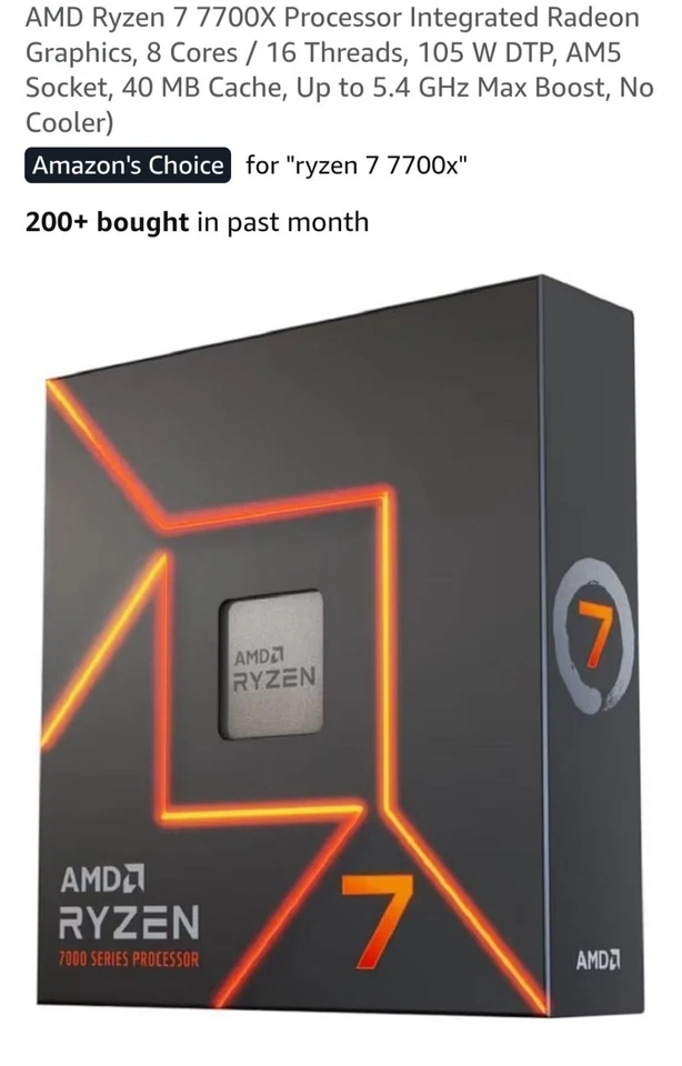 AMD Ryzen 7 7700X Prozessor, 5,4 GHz, 8 Kerne, LGA 1718/SOCKEL AM5