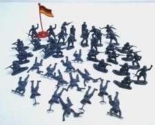 German WWII Soldiers Army Men Hard Plastic Blue Figures Toys Lot of 46 PCS