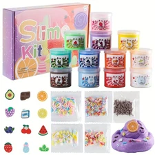 Butter Slime Gift Set 12-Pack with Fruit Charms for Kids DIY Party Favors