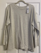NWT 78 Eileen Fisher Sea Salt Organic Cotton Round Neck Tee  2X 3X