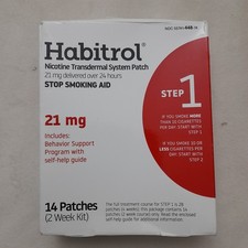 New Habitrol Nicotine Stop Smoking Aid, 21mg 14 Patches Per Box. Exp 5/2026