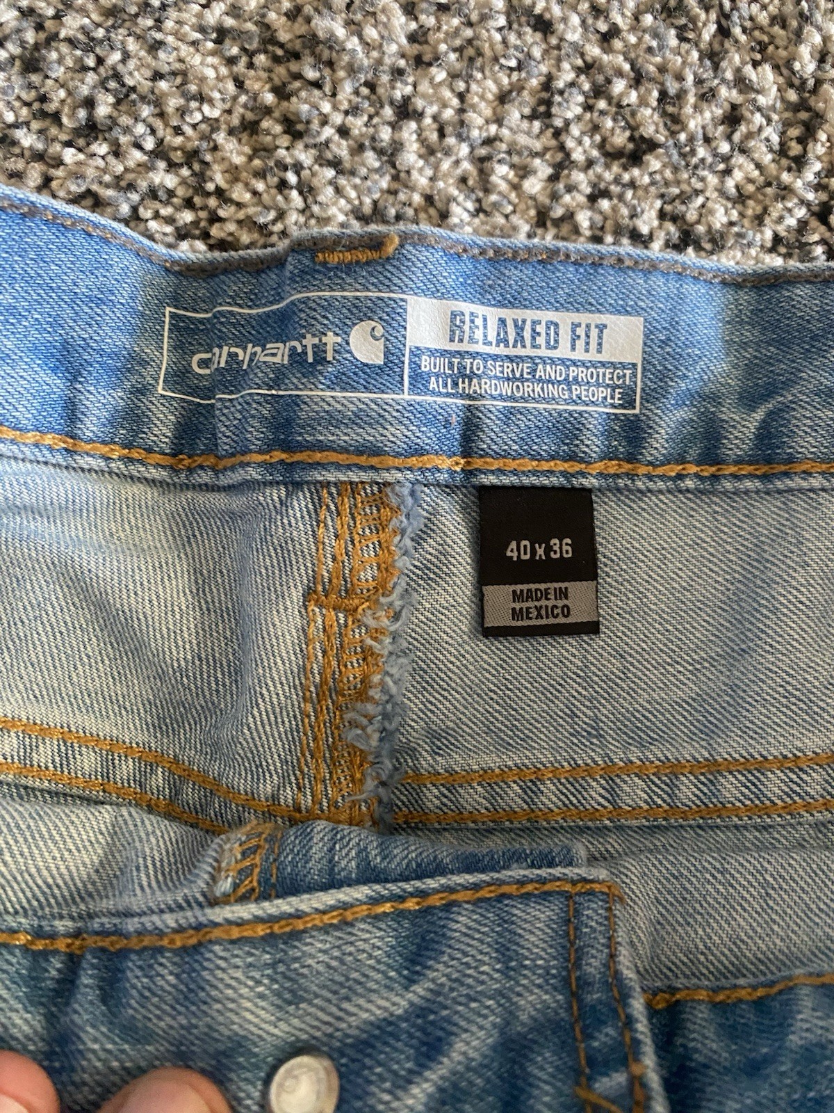 Carhartt Jeans Men's 40x36 Denim Lot 2 Relaxed Fit Medium Wash BD5119-M Straight thumbnail 4