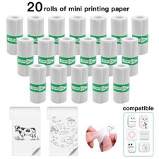 20 Rolls White Thermal Sticker Paper Self-Adhesive Mini Printer Refills for Phot