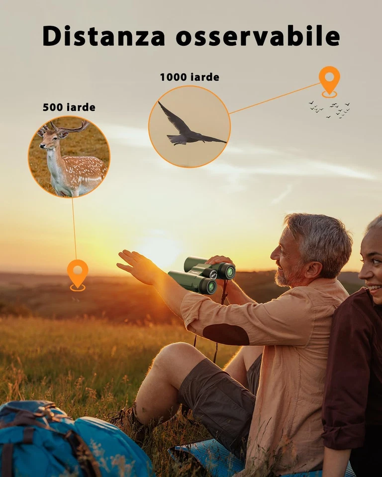 12X50 Binocolo Professionale Con Grande Portata – Binocoli per Adulti Con Prismi - Immagine 4 di 4
