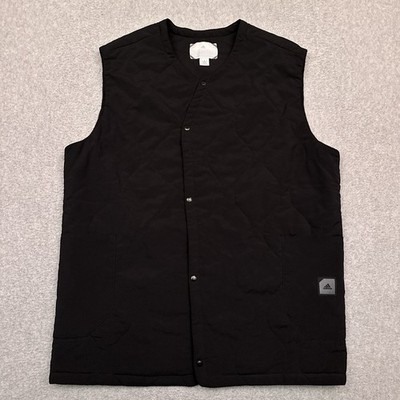 Adidas AdiCross Elements Quilted Vest Mens Large Black Snap Front Golf EUC