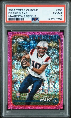 2024 TOPPS CHROME MAGENTA SPECKLE #203 DRAKE MAYE 344/399 PSA 6