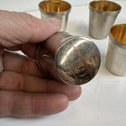 4 Silver Metal Brass-Lined Stacking Cups Shot Glass w/Leather Case Germany   — photo 6