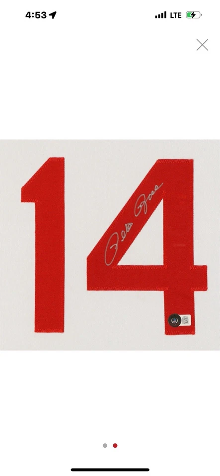 "Exhibición de jersey con marco personalizado firmada por Pete Rose (Beckett) 35"" X 43""" Foto 3 de 3
