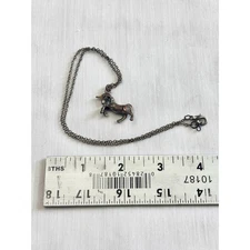 Dainty Unicorn Pendant Necklace Silver Tone 18" Chain 1.25" Pendant