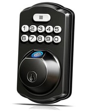 KS02A Fingerprint Door Lock, Keypad Deadbolt Keyless Matte Black Traditional
