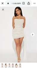 Fashion Nova Bridal Sequin White Mini Dress Size L