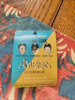 Vintage Mickey Mantle Maris Ford Yankees AMBLERS shirt tag #2 Big Yank