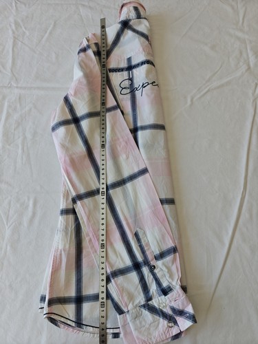 SOCCX cotton squares tartan pink grey long sleeve shirt,bottoms pocket S 36 size - Imagen 13 de 16