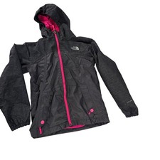 The North Face Girls DryVent Hooded Jacket Grey Pink Fleece Lined Size M 10/12