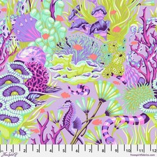 Fat Quarter Free Spirit Tula Pink "Floral Reef" Reef What You Sew Ultraviolet
