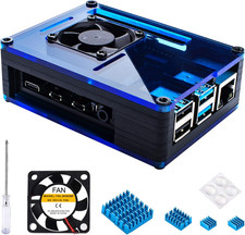 Raspberry Pi 4 Case Acrylic with Fan Cooling and Heatsinks for Model B 4gb