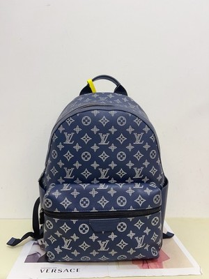 LV Discovery Backpack PM Blue Monogram Shadow Calfskin Limited FathersDay Gift