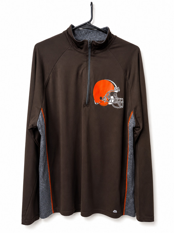 Men's  Cleveland Browns Quarter Zip Pullover Brown& Orange Size XL