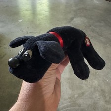 Vintage 1986 Tonka Pound Puppies Plush Dog Black Red Collar Stuffed Animal 7"