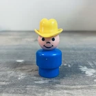 Vintage Fisher Price Little People Cowboy Yellow Hat Blue Body