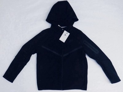 NWT -Size MEDIUM Nike Tech Mens Zip Fleece Hoodie w/ Pockets Logo Black