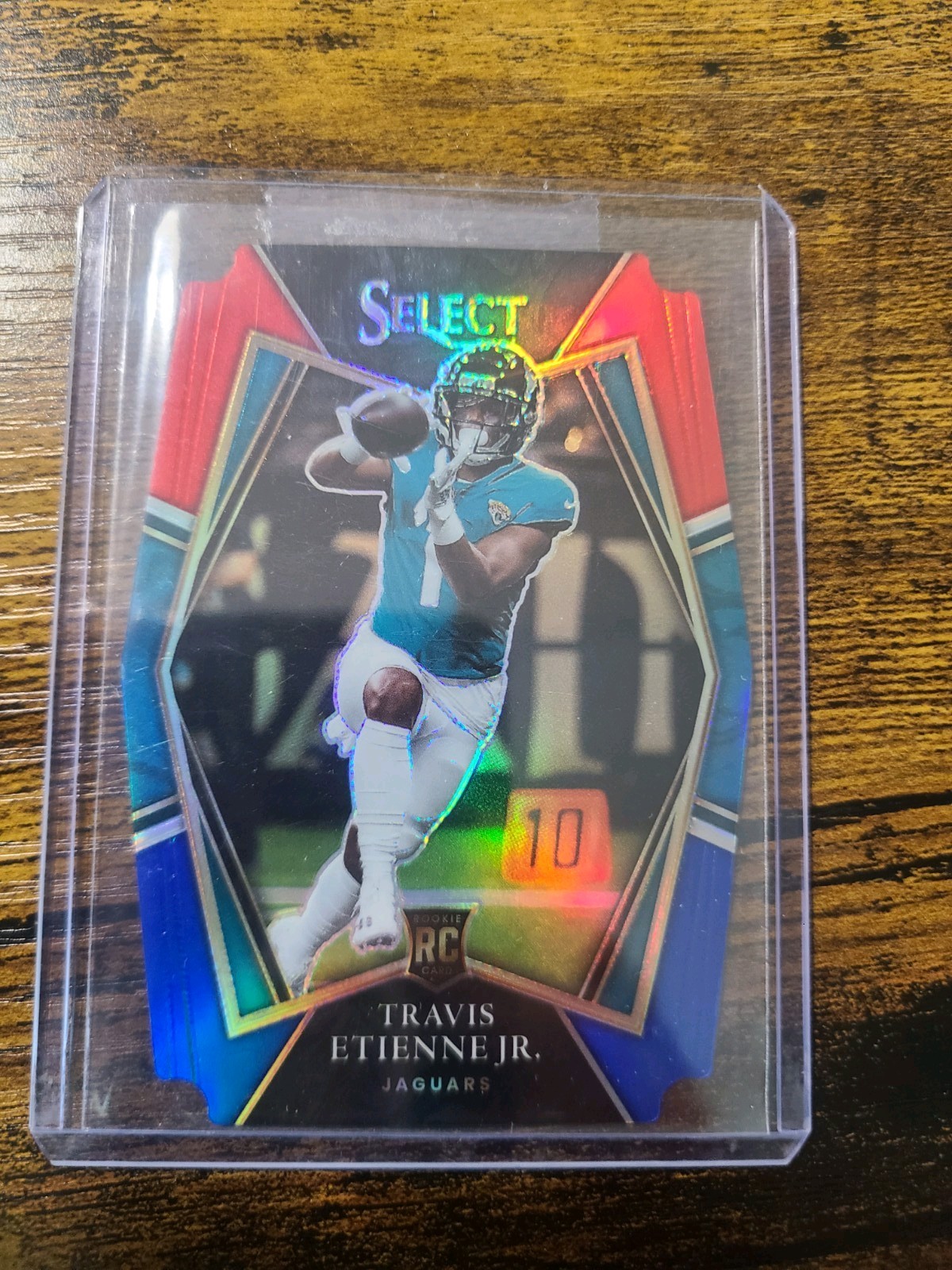 2021 Panini Select-Premier Level Travis Etienne #154 Red & Blue Prizm Die-Cut RC