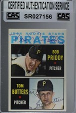 CAS Certified 1964 Topps Rookie Stars Bob Priddy Tom Butters #74 Sealed Auto 3c7