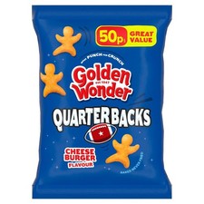 30x Golden Wonder Quarterbacks Cheeseburger Flavour 27g – Corn Snacks Full Box
