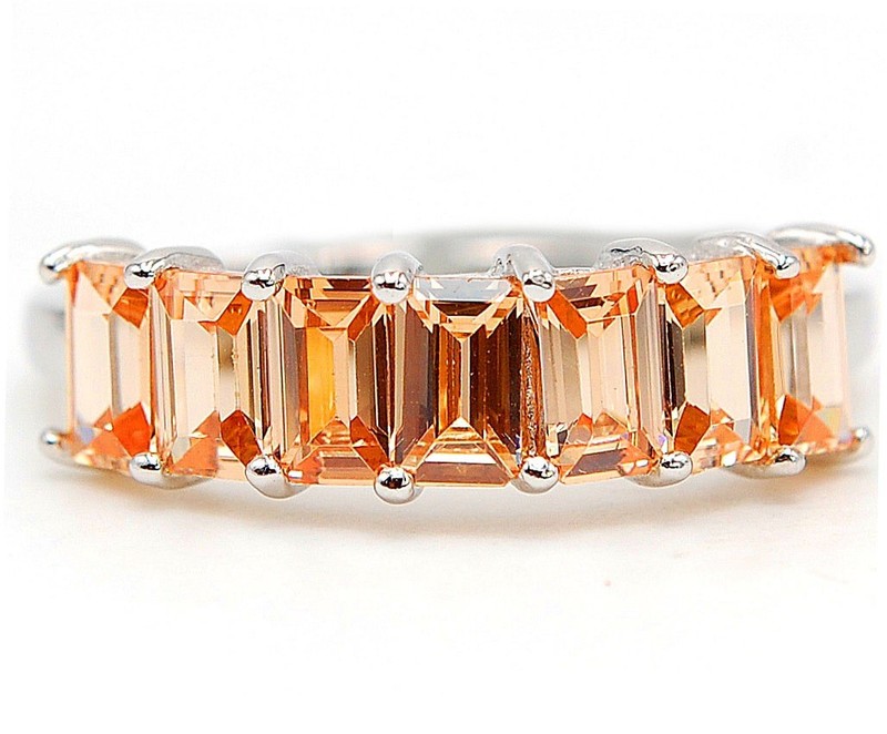 1CT  Padparadscha 925 Sterling Silver Ring Sz 7 J1-6