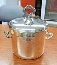 Vintage F.B. Rogers Silver Co 1883 Lidded Silverplate Ice Bucket, 7"x 7"