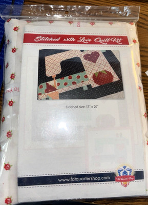 Fat Quarter Shop STITCHED WITH LOVE 17'' x 20'' Quilt Kit IOP Unopened w/Pattern