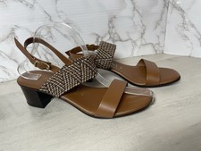 Italian Shoemakers Brown Woven Backstrap Sandals Women's Size 7 Block Heel New