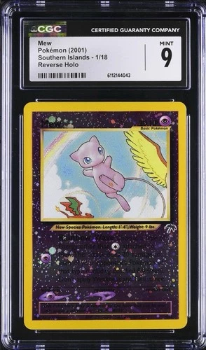 2001 Pokemon Southern Islands Mew Reverse Holo #1/18 CGC 9 SWIRL